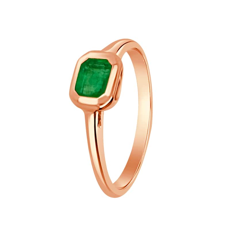 Auriya 14k Gold Emerald-Cut Emerald Bezel Solitaire Ring