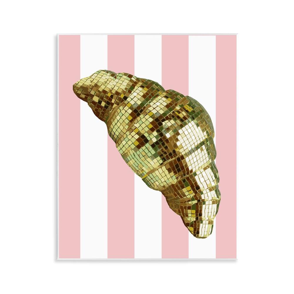 Stupell Disco Croissant & Pink Stripes Wall Plaque Art Design By Lil' Rue