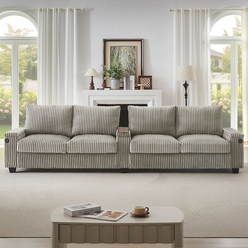 133inch 4-seater Corduroy Sofa Couch - Brown