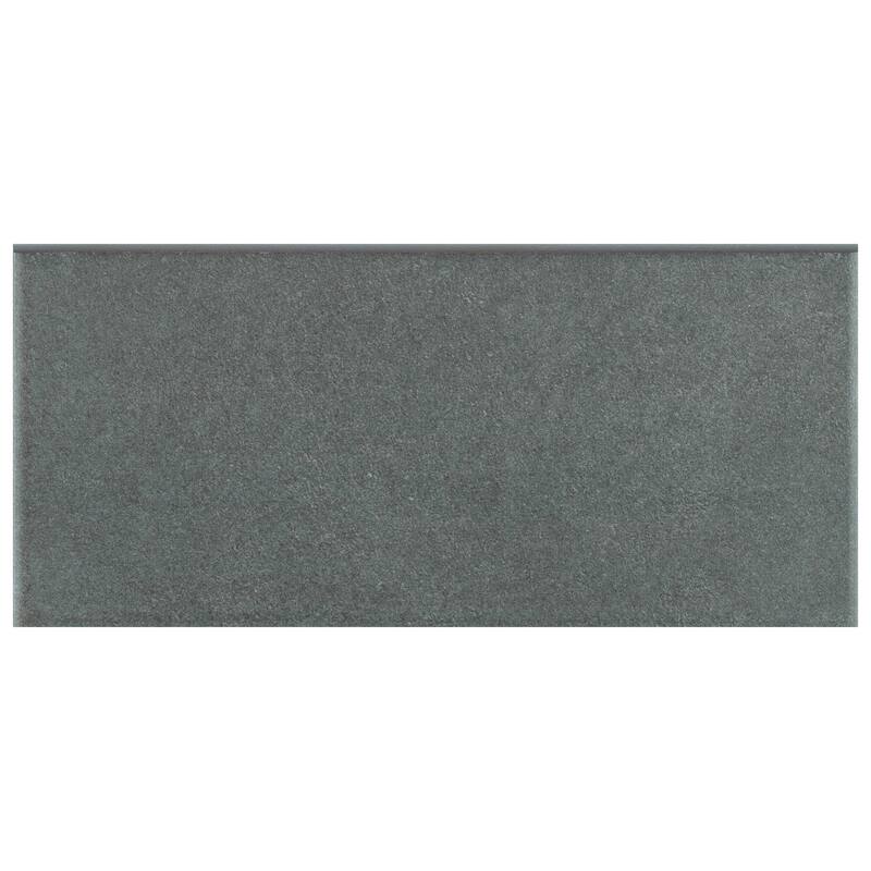 Merola Tile Twenties Bullnose Black 3-1/2" x 7-3/4" Ceramic Floor and Wall Trim - (1 Tile)