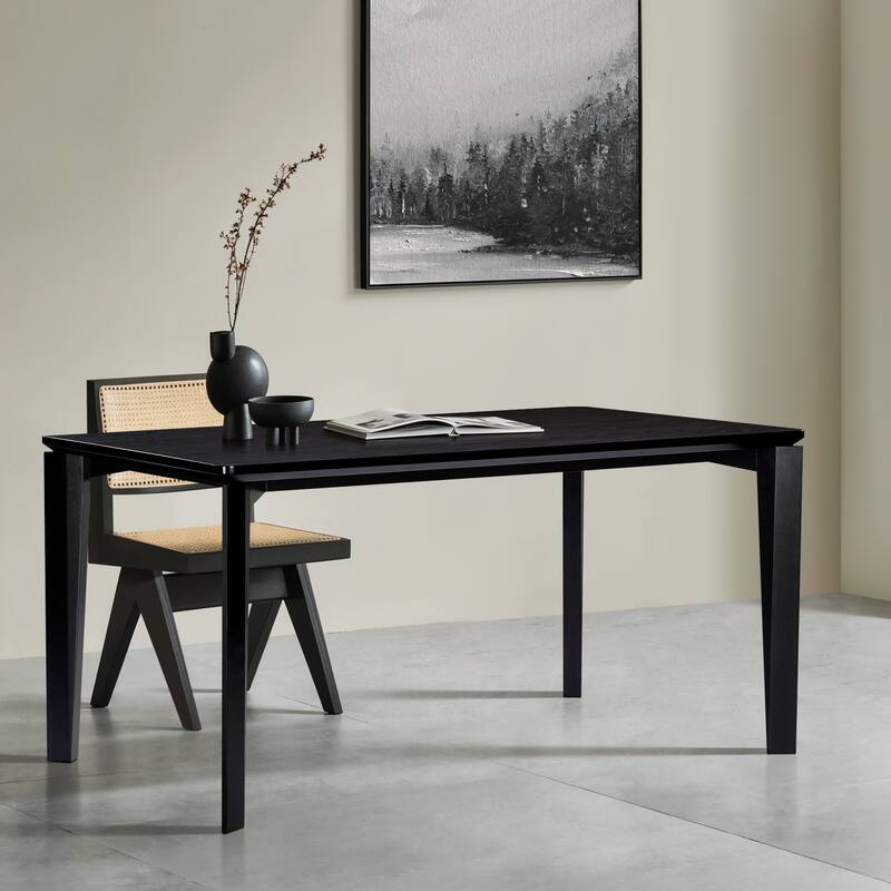 Wenge in Ash Veneer MDF Wood 6-Person Rectangle Dining Table with Rubberwood Legs - 59.06" Wide