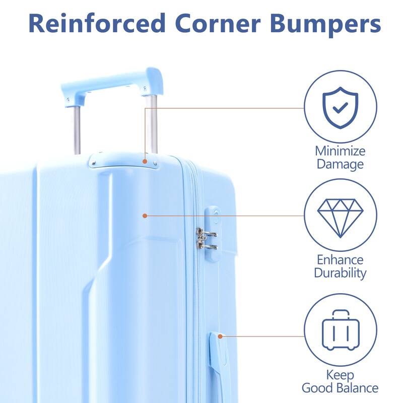 3 Piece Hardside Carry on Suitcase Sets with Spinner Wheels and Telescopic Handle, Portable Lightweight ABS Luggages for Travel