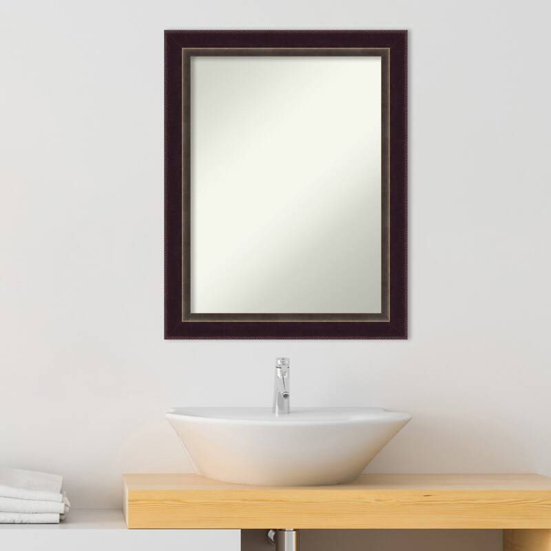 Non-Beveled Wood Bathroom Wall Mirror - Signore Bronze Frame