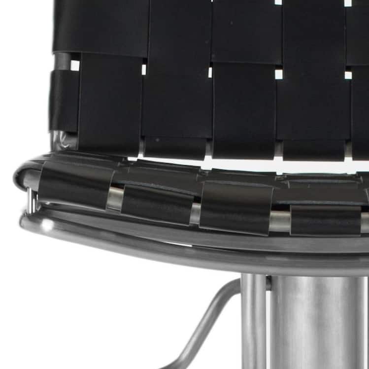 SAFAVIEH Eartha 22.8-31.9-inch Black Leather Seat Stainless Steel Adjustable Bar Stool - 17.7" x 16.5" x 29" - 18Wx17Dx29H
