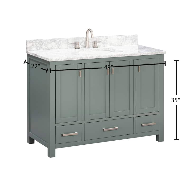Avanity Modero 48 in. Single Sink Bathroom Vanity with Carrara Marble Top - 49"W x 22"D x 35"H