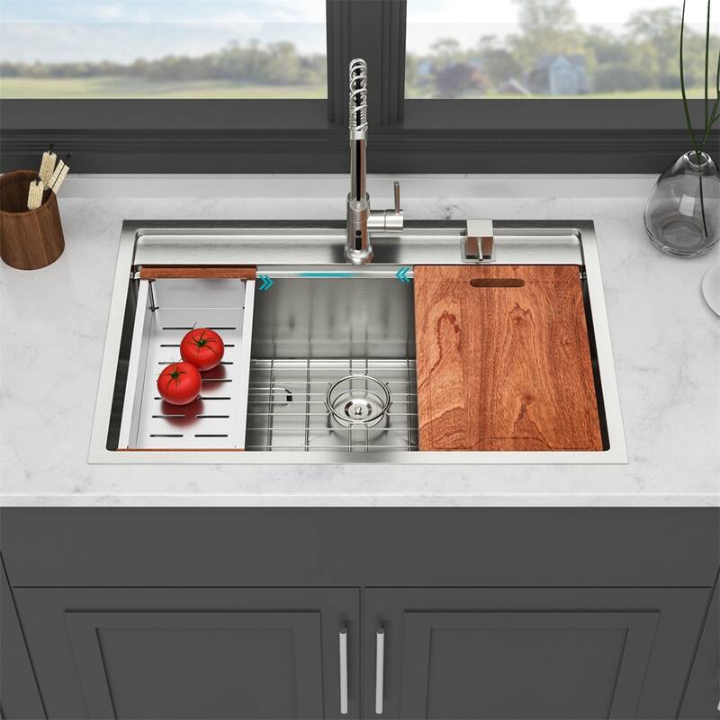 33" Drop in Kitchen Sink,Kitchen Sink Topmount Single Bowl