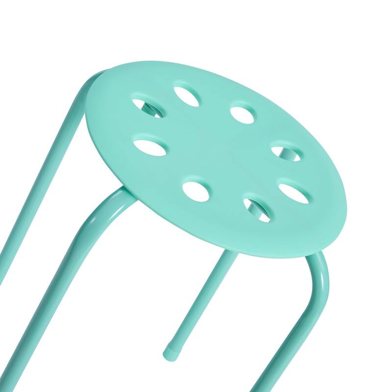 Javlergo 6-Pack Plastic Stackable Stools, Portable 8 Holes Metal Round Top Stools for Kitchen/Classrom