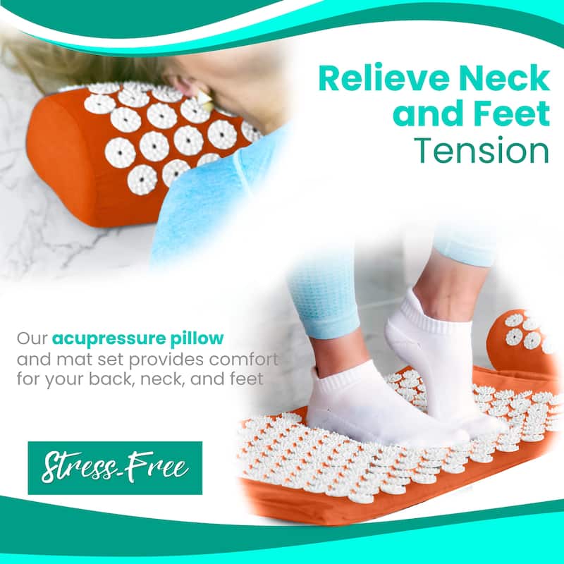 Sivan Health And Fitness Deluxe Acupressure Mat & Pillow Combo Set - Includes Carry Bag - 51" L x 17.5" W x 4" H