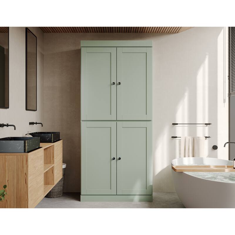 Palace Imports 100% Solid Wood 32" Bathroom Storage Cabinet with Shaker Doors and Adjustable Shelves - Sage