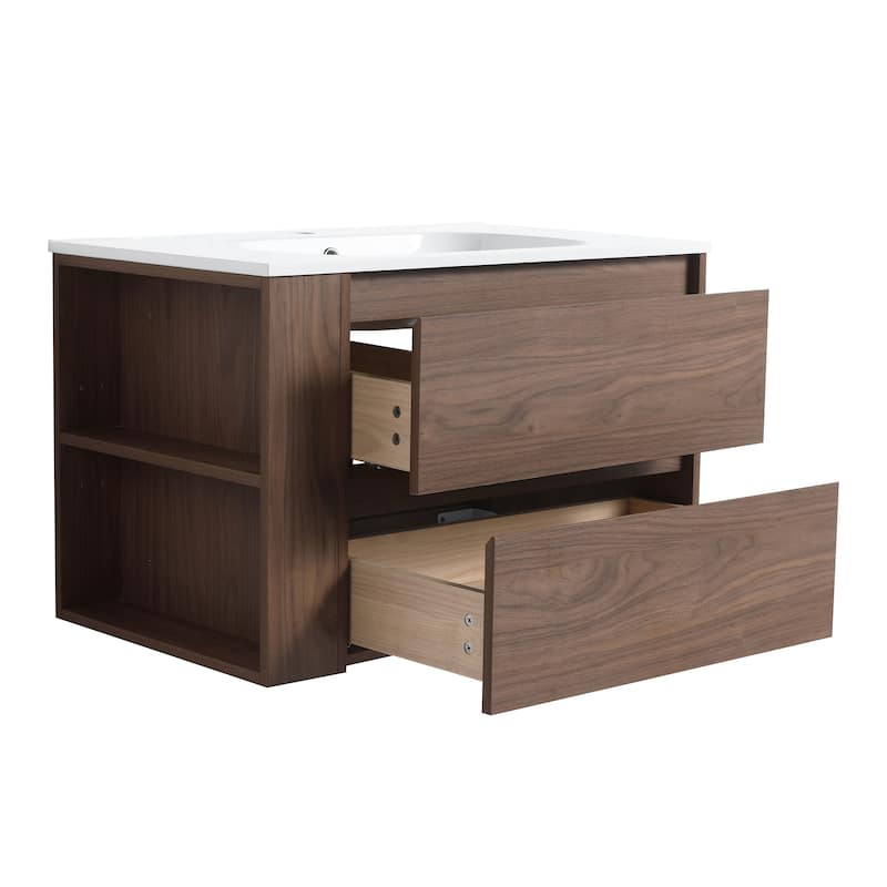 Bathroom Vanity With Sink In 30/36 Inch, Floating Bathroom Vanity With Soft Close Drawers and adjustable shelves