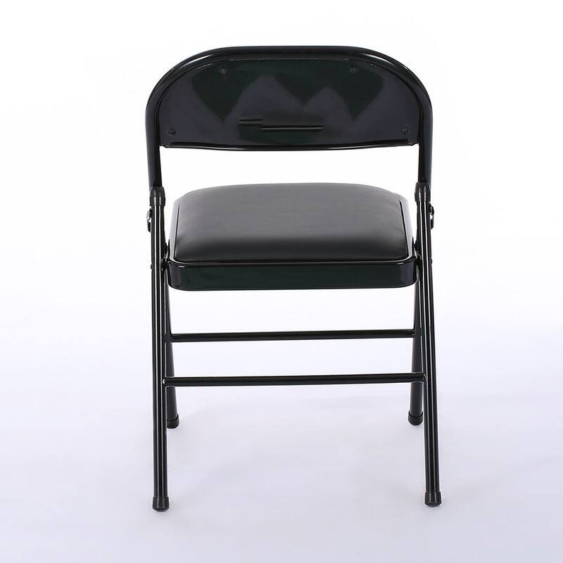 Folding Chairs with Leather Padded Seats Black for Home Office 6-Pack