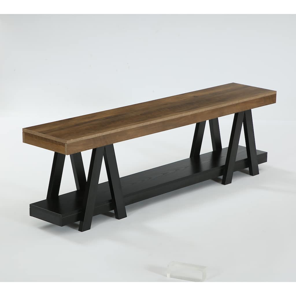 Entryway Bench with Shoe Storage, 2-Tier 59'' Bedroom Dining Bench