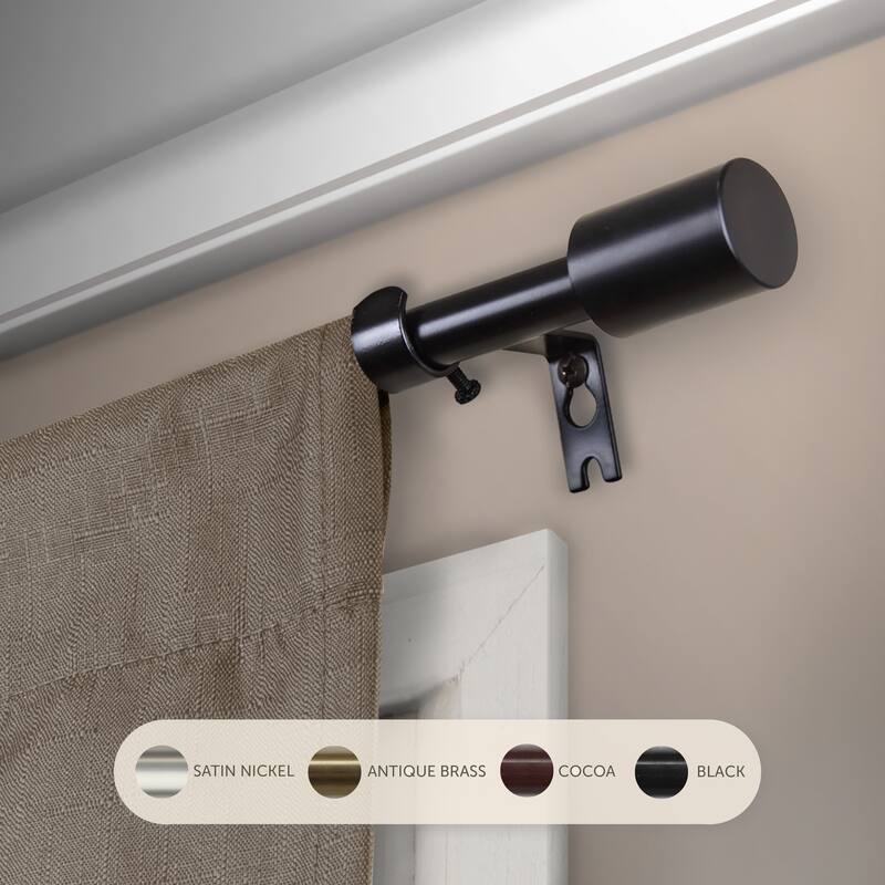 InStyleDesign Angela 5/8-inch Adjustable Single Curtain Rod - 28 to 48 inches - Black