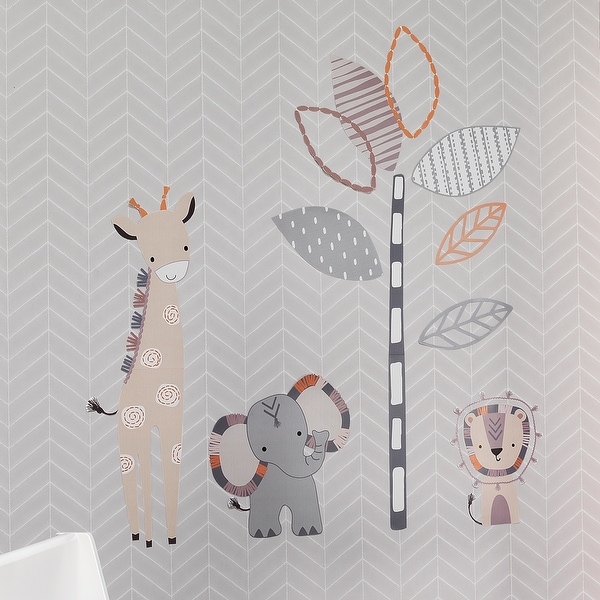 Lambs Ivy Jungle Safari Gray Tan Elephant Giraffe Nursery Wall