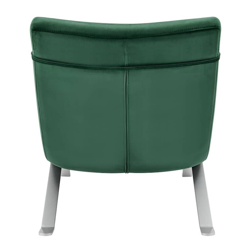 HomeRoots 66" Green and Silver Velvet Lounge Chair - 65.95' X '32.49' X '26.38