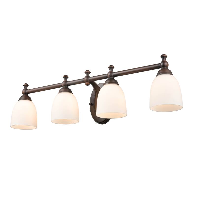 Millennium Light 4 Light Vanity Fixture in Multiple Finishes with Frosted Glass Shades