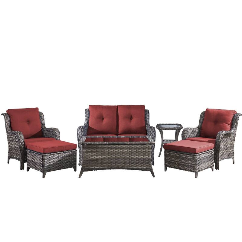 Outdoor Loveseat Sofa with Chair Ottoman Table