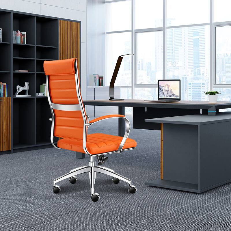 LUXMOD® Office Chair Faux Leather Silver Frame Adjustable and Swivel