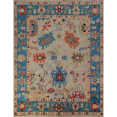 Beige Oushak Oriental Area Rug Hand-Knotted Wool Carpet - 7'10"x 10'0"