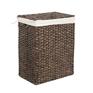 Seville Classics Lidded Foldable Portable Rectangular Laundry Hamper Basket with Washable Liner