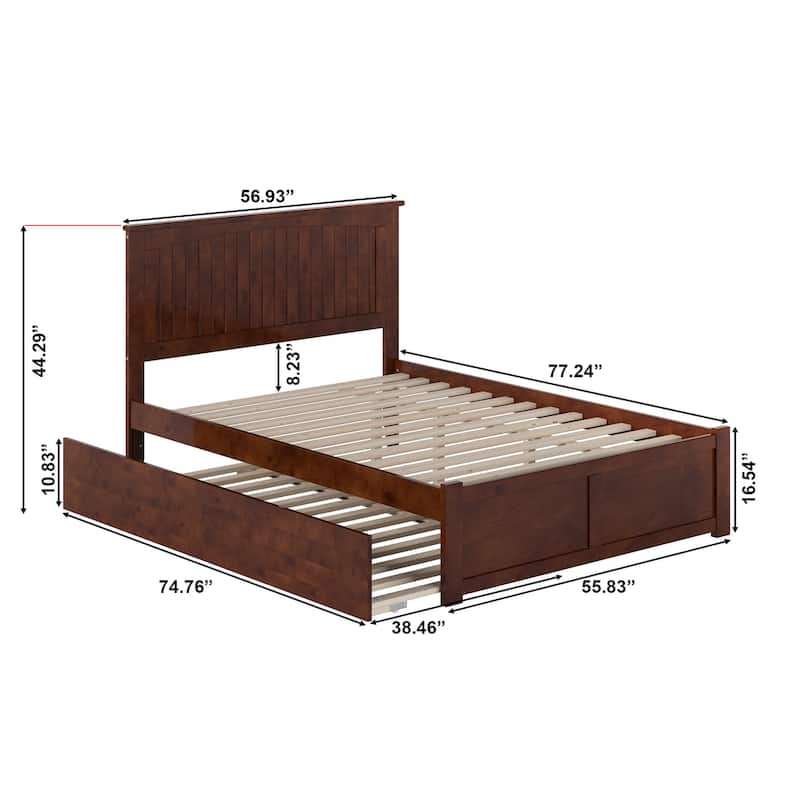 Nantucket Full Platform Bed with Footboard and Twin Trundle