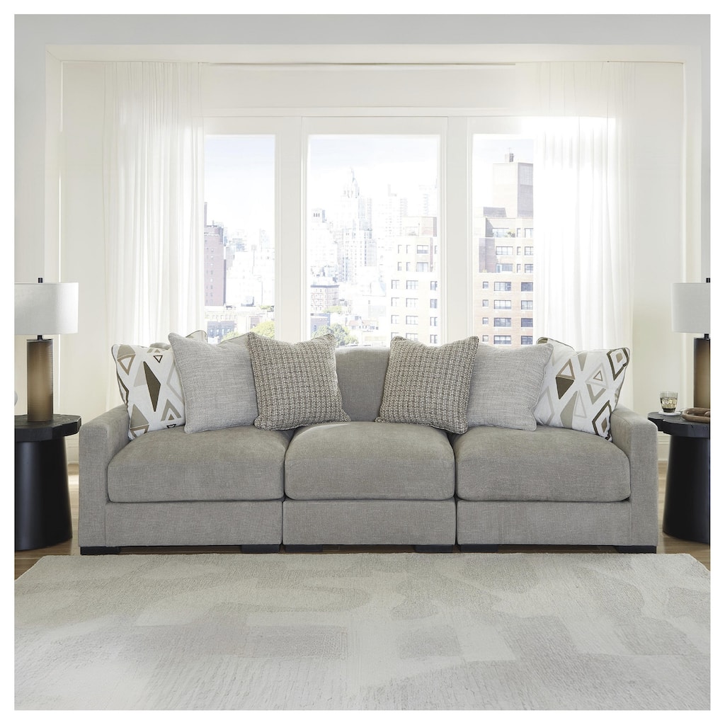 Signature Design by Ashley Aslan Court Gray 3-Piece Sofa Sectional - 109"W x 36"D x 42"H