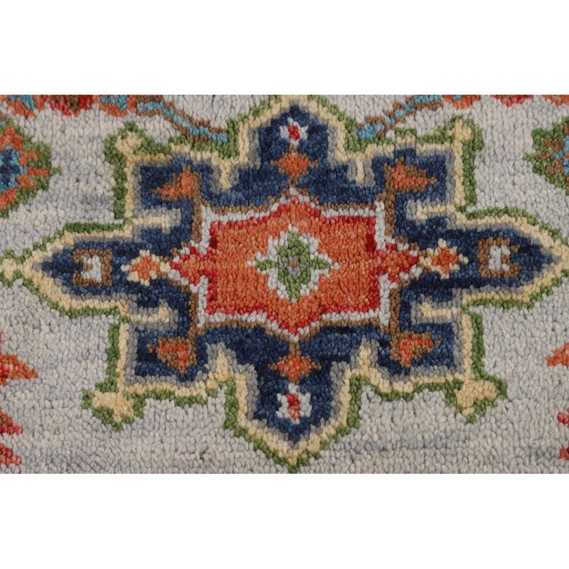 All-Over Geometric Oushak Indian Area Rug Hand-Knotted Wool Carpet - 7'9"x 9'10"