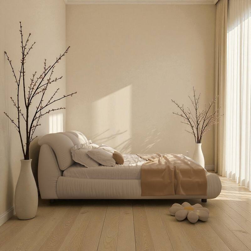 Queen/King Size Luxury Upholstered Platform Bed with Oversized Padded Headboard, Solid Wood Frame & Adjustable Mattress Height