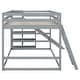 preview thumbnail 13 of 28, Minimalist Design Full over Full Wooden Bunk Bed with Slide,Built-In Sloping Ladder and Storage Shelves