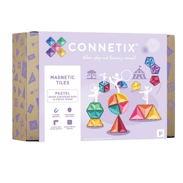 slide 2 of 9, Connetix Magnetic Tiles Pastel Shape Expansion Pack, 48 Pieces Pastel - Kids