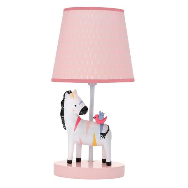 slide 2 of 7, Lambs & Ivy Jazzy Jungle Zebra White/Peach Nursery Lamp with Shade & Bulb