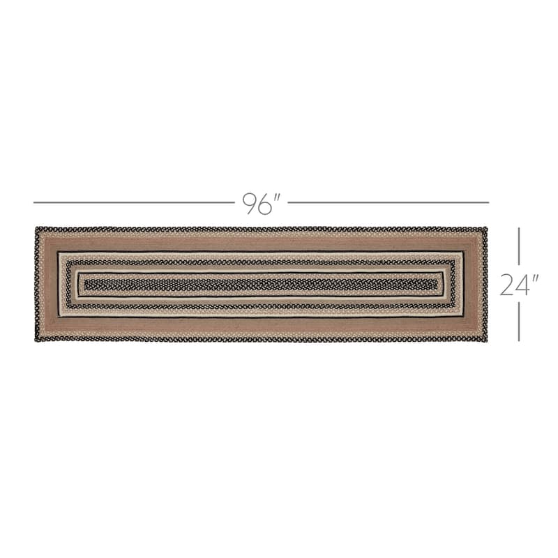 Sawyer Mill Charcoal Creme Jute Rug/Runner Rect w/ Pad 24x96 - 3'6"