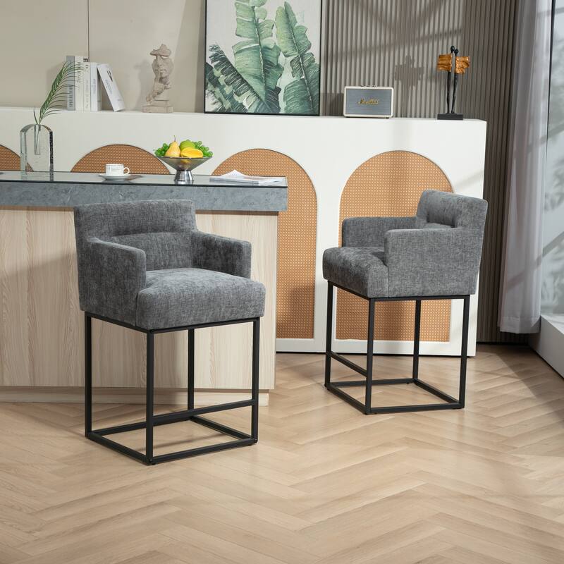 House Hold Counter Height Bar Stools Set of 2,Modern Square PU Bar Stool