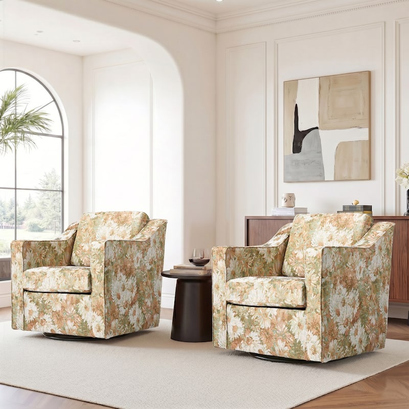 Modern Swivel Upholstered Armchair Accent chair Set of 2 - SAND BLOOMS