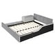preview thumbnail 41 of 44, Full Size Velvet Upholstered Platform Bed w/ Bedside Desk & Stool, Mother & Child Platform Bed Frame w/ Footboard & Guardrail