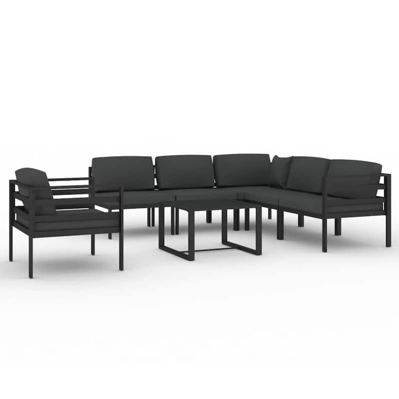 vidaXL Patio Lounge Set Outdoor Sectional Sofa Set Table Aluminum Anthracite - 27.6" x 27.6" x 25.4"