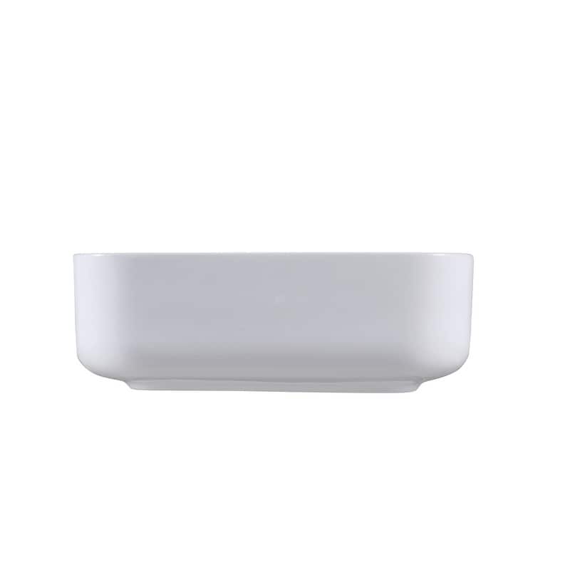 20 Inch Bathroom Rectangular Vessel Sink Above Counter Porcelain Ceramic Top Mount Art Basin With Matching Pop-up Drain