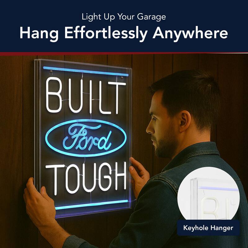 Licensed Ford Built Tough Acrylic LED Wall Decor Sign - 16" x 20" - 16" x 20"