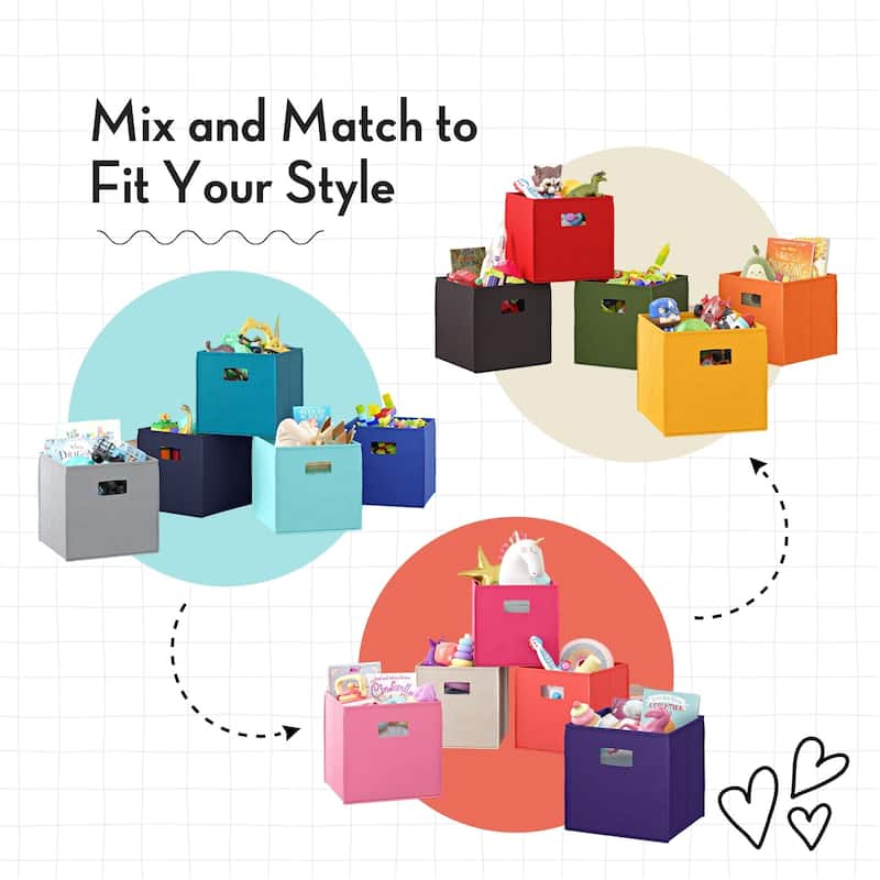 RiverRidge Kids 2pc Fabric Collapsible Storage Cube Organizers with Handles for Playroom Organization