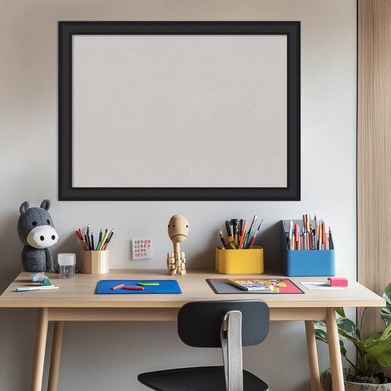 Oliver Black Narrow Wood Framed Cork Board - Bulletin Board, Organization Board, Pin Board
