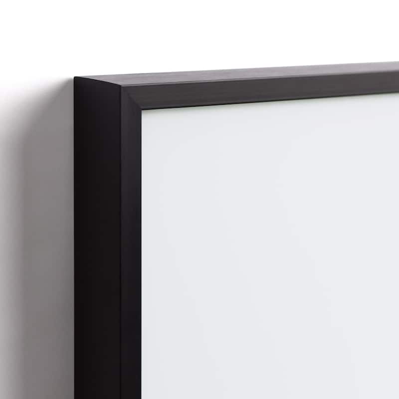 "Labradoodle" Black and White Pet Art on Printed Glass Encased with a Black Anodized Frame