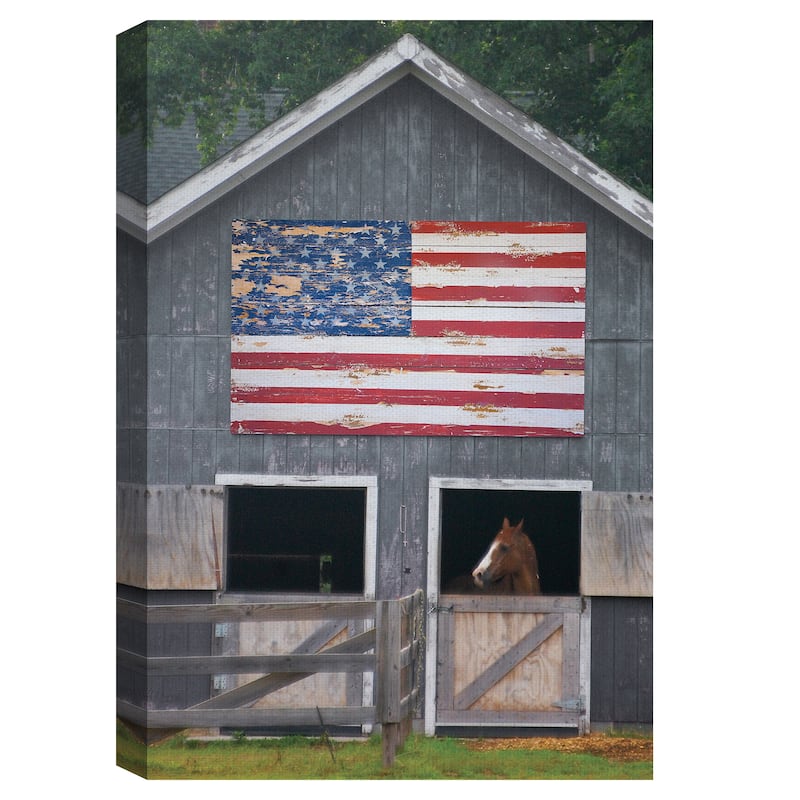 Patriotic Barn Scenes Horse Stalls by Willowbrook Fine Art Canvas Art Print