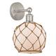 Option Brushed Satin Nickel / White Glass with Brown Rope