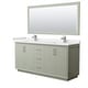 preview thumbnail 32 of 45, Strada 72-Inch Double Vanity Set, Cultured Marble Top, 70-Inch Mirror Light Green, Nickel Trim,White Cultured Marble Top