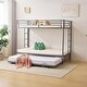 preview thumbnail 5 of 29, Twin Over Twin Bunk Bed with Trundle, Metal Bunk Bed with Two Side Ladder and Guardrails Grey