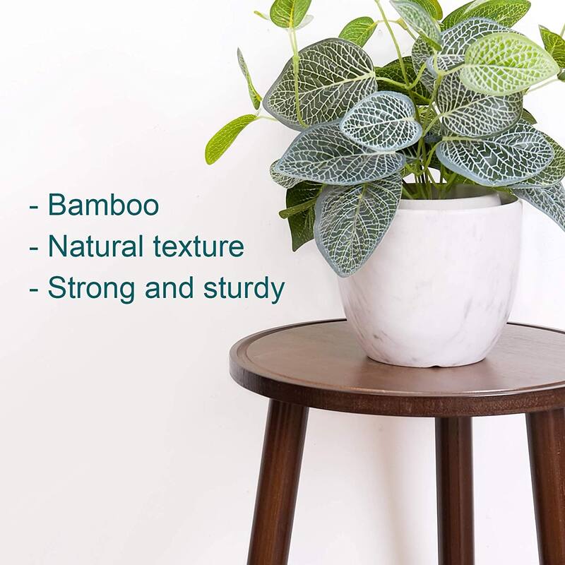 Wood Plant Stand Round Small Side Table Holder (set of 2)