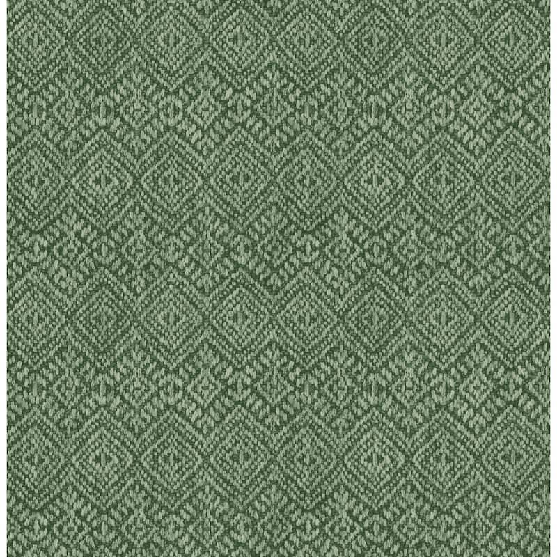 A-Street Prints Gallivant Green Woven Geometric Wallpaper