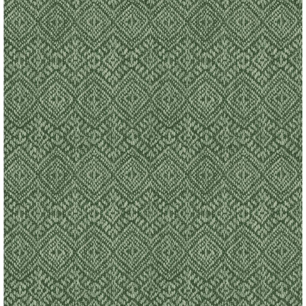 A-Street Prints Gallivant Green Woven Geometric Wallpaper