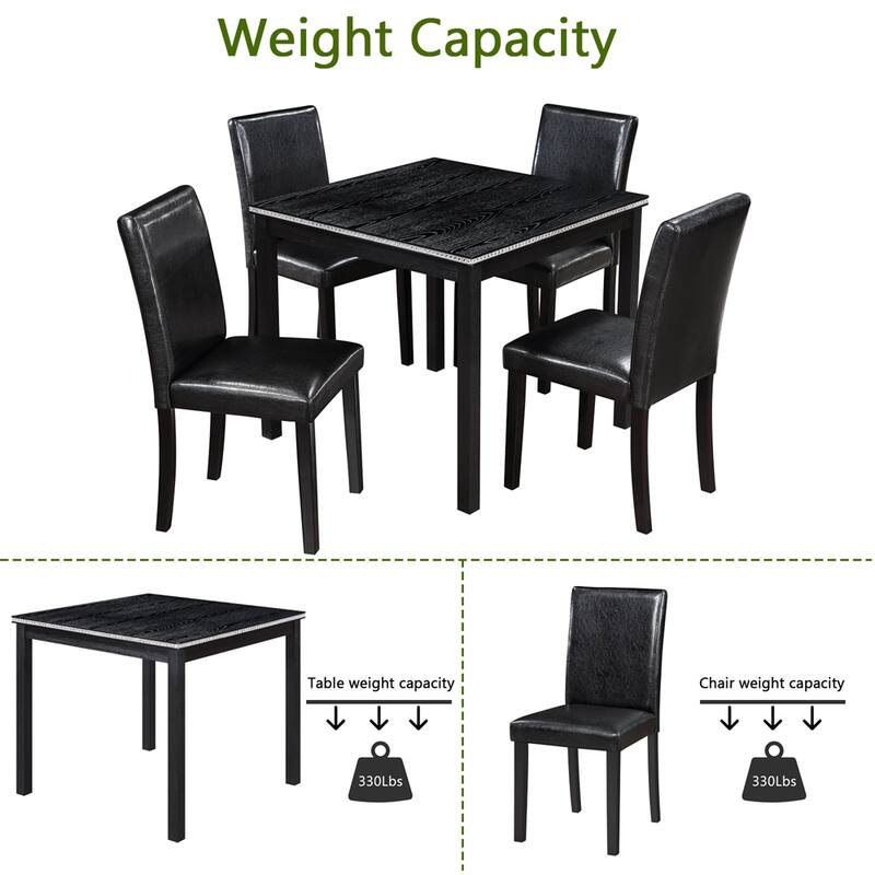 5 Piece Wooden Dining Table Set, Kitchen Table Set,Wooden Dining Table
