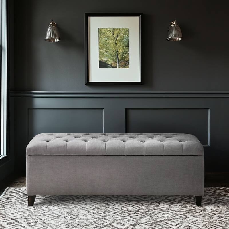 Madison Park Shandra Tufted Top Upholstered Storage Bench